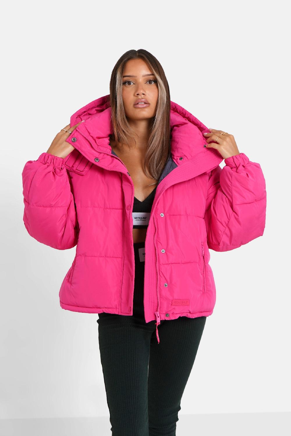 sixth june Doudoune courte matelassé capuche Rose