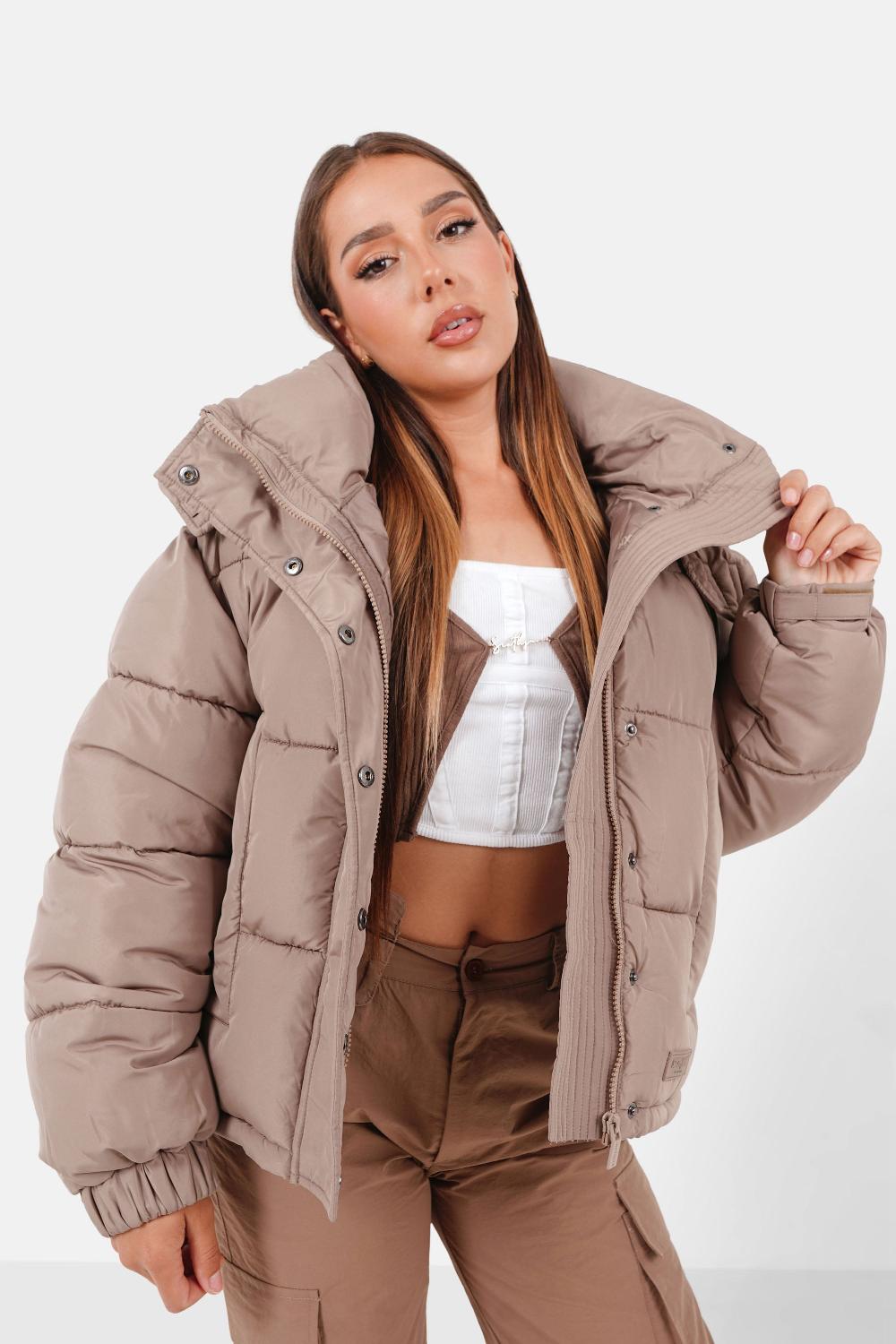 sixth june Doudoune courte oversize Beige foncé