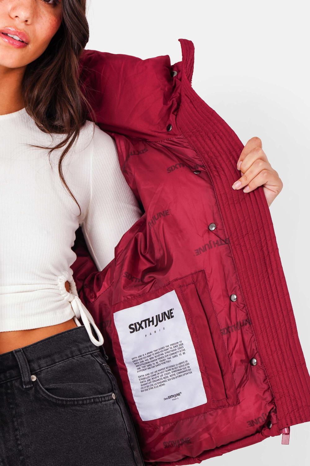 Sixth June Doudoune Courte Oversize Rouge Bordeaux