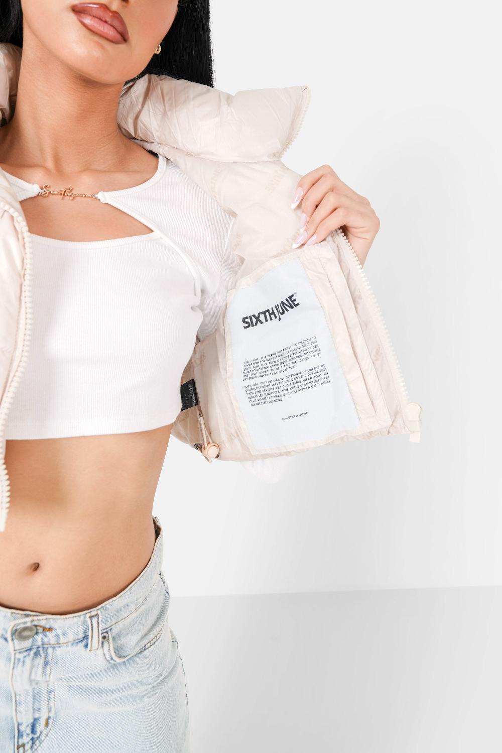 Sixth June Doudoune Courte Sans Manches Beige