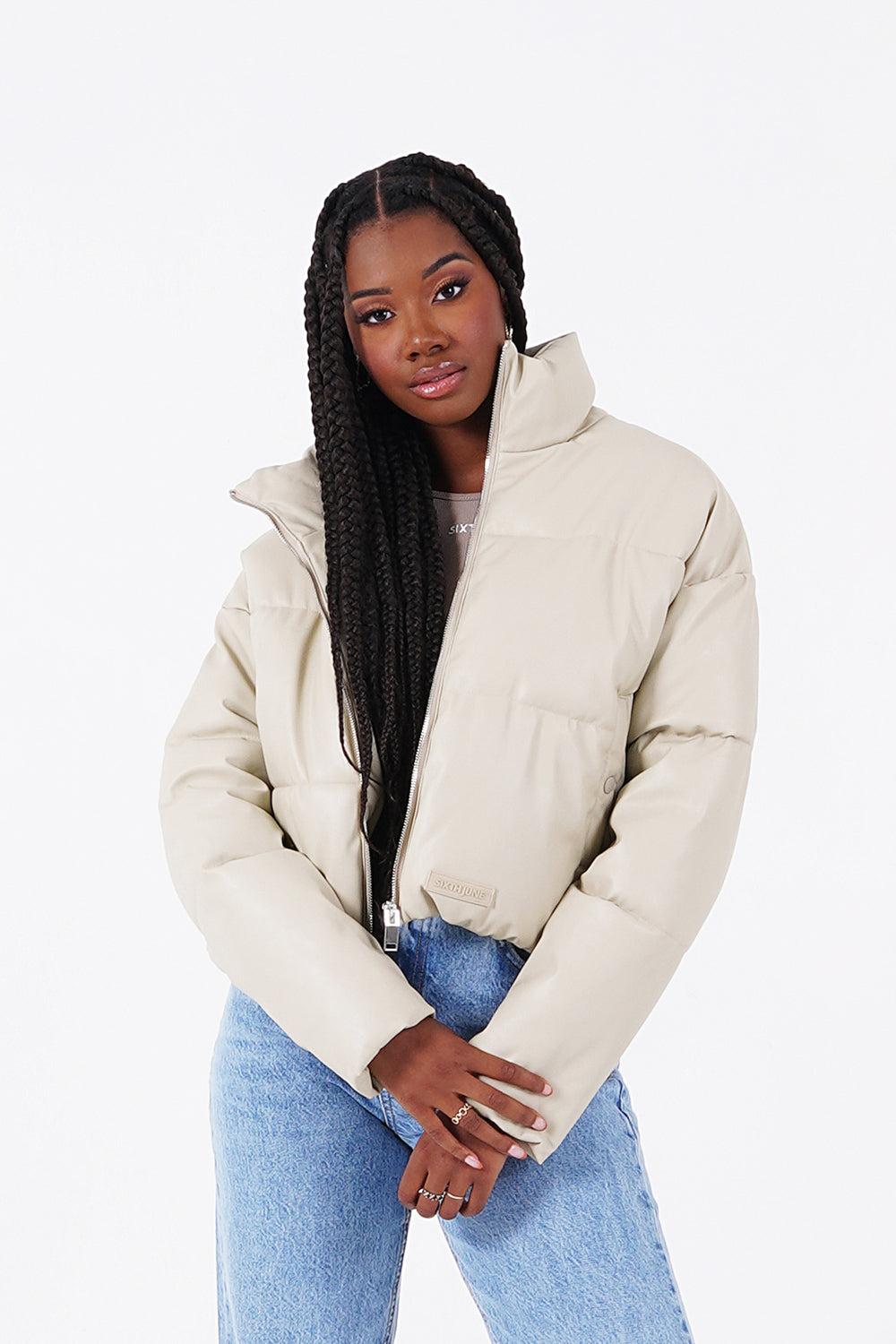 sixth june Doudoune courte simili cuir Vert