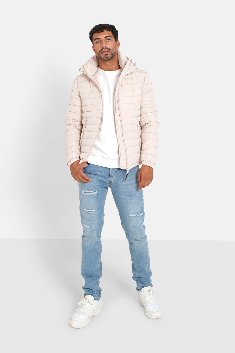 Sixth June Doudoune Courte Zip Imprimé Beige