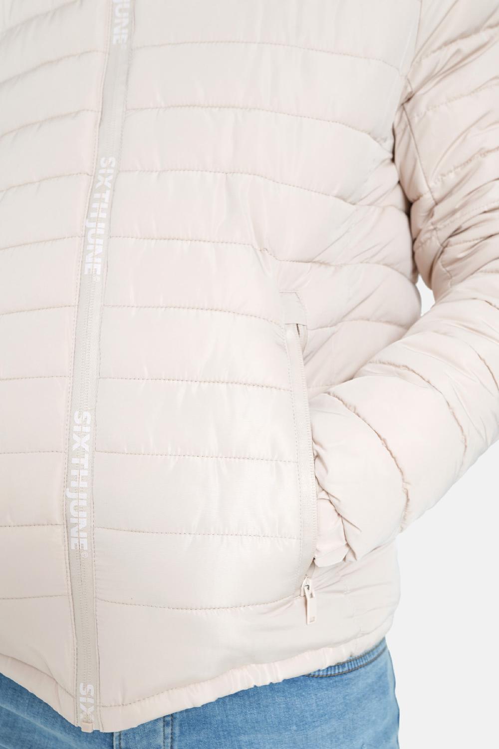 Sixth June Doudoune Courte Zip Imprimé Beige