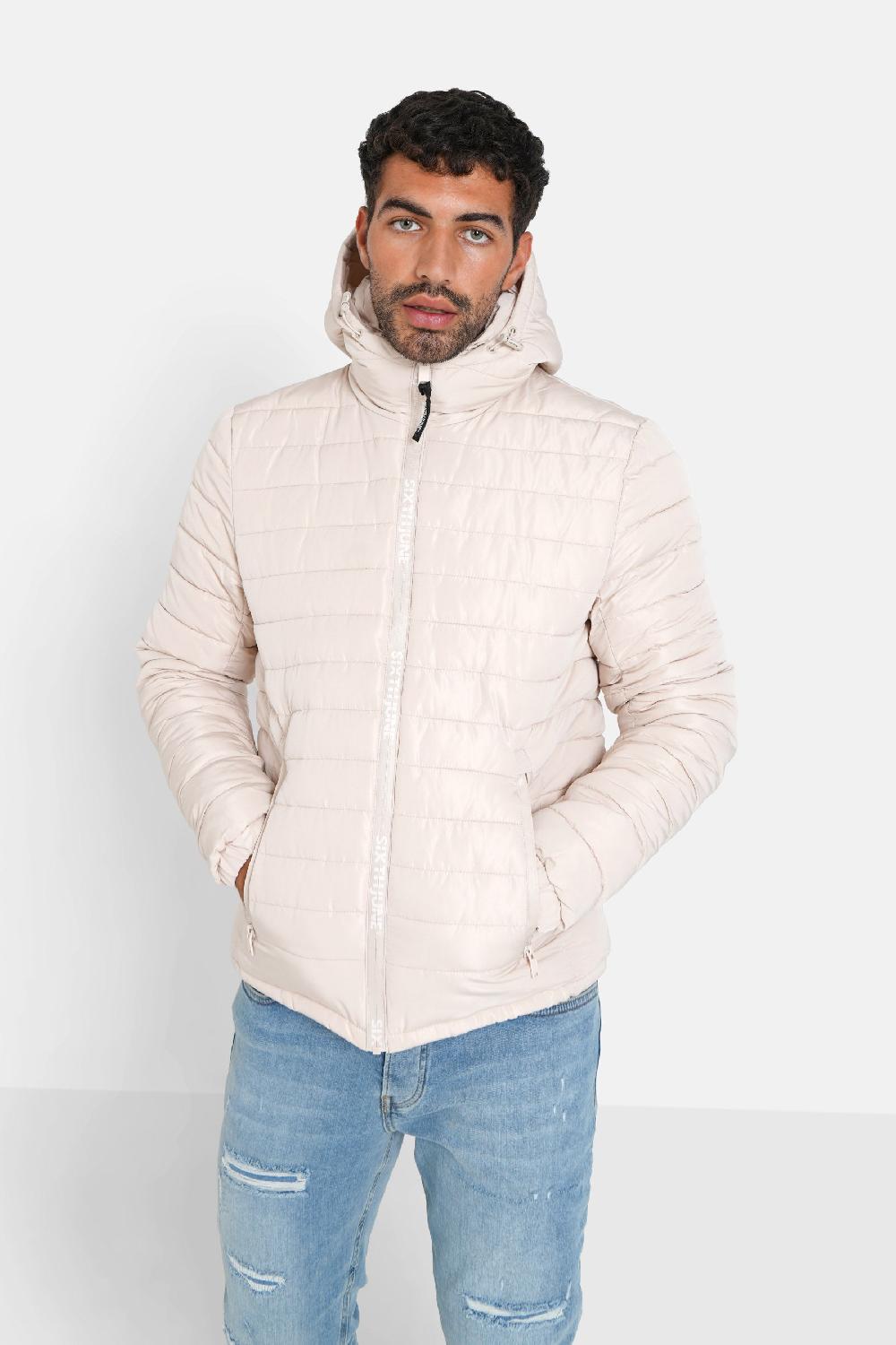 sixth june Doudoune courte zip imprimé Beige