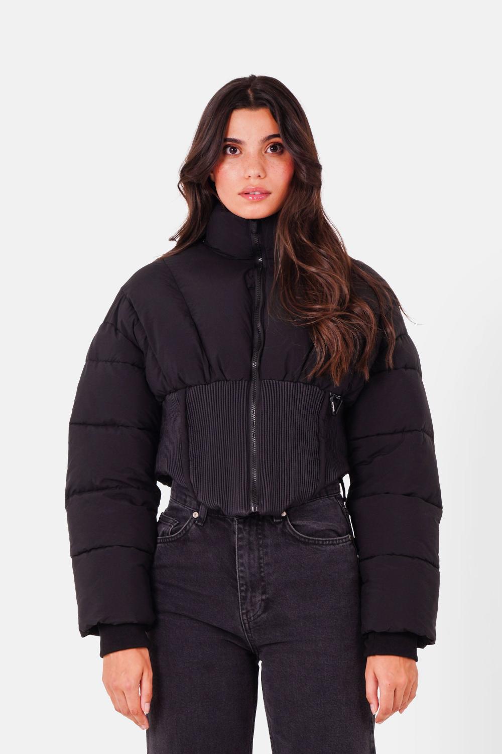 sixth june Doudoune détails corset Noir