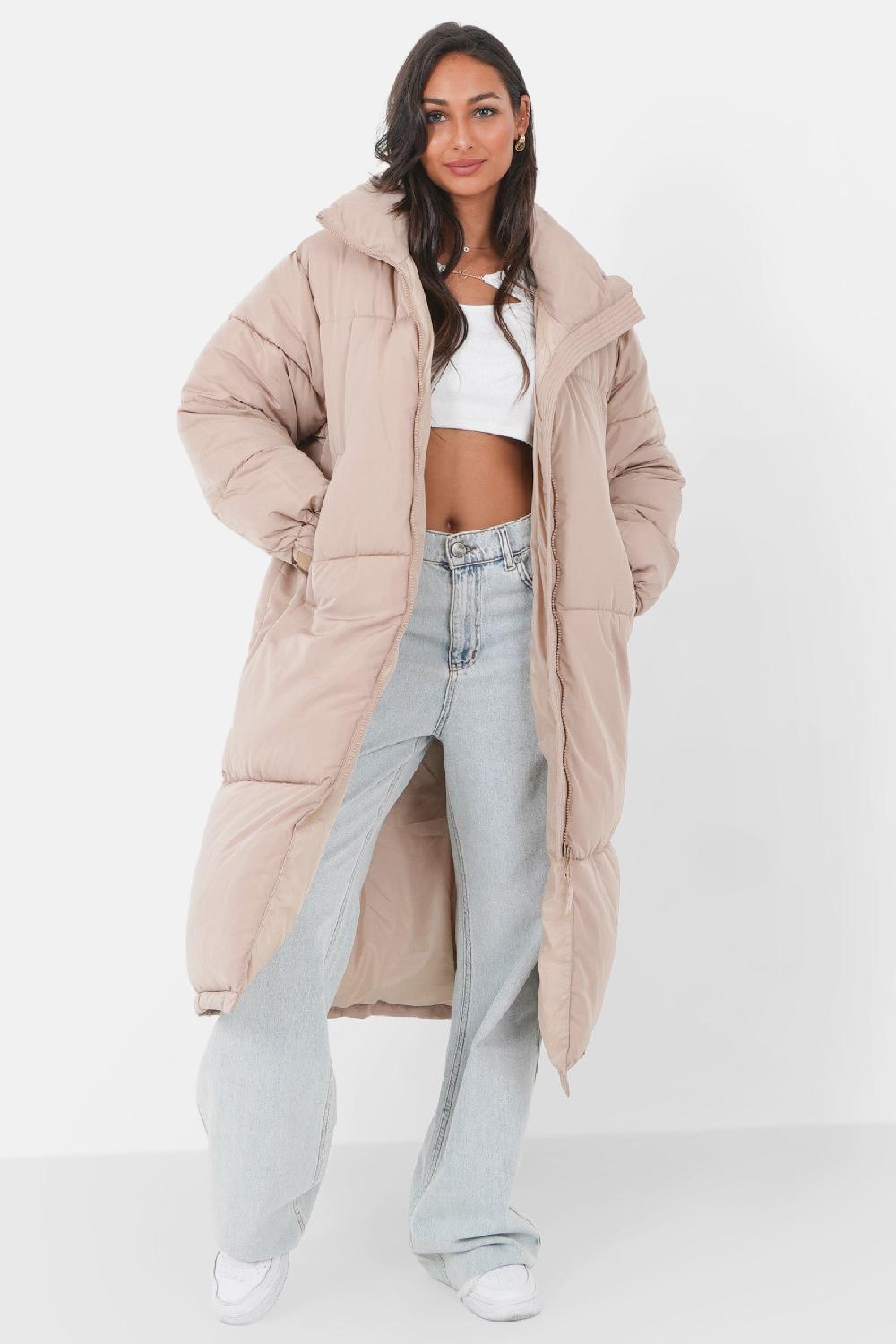 Sixth June Doudoune Longue Matelassée Beige