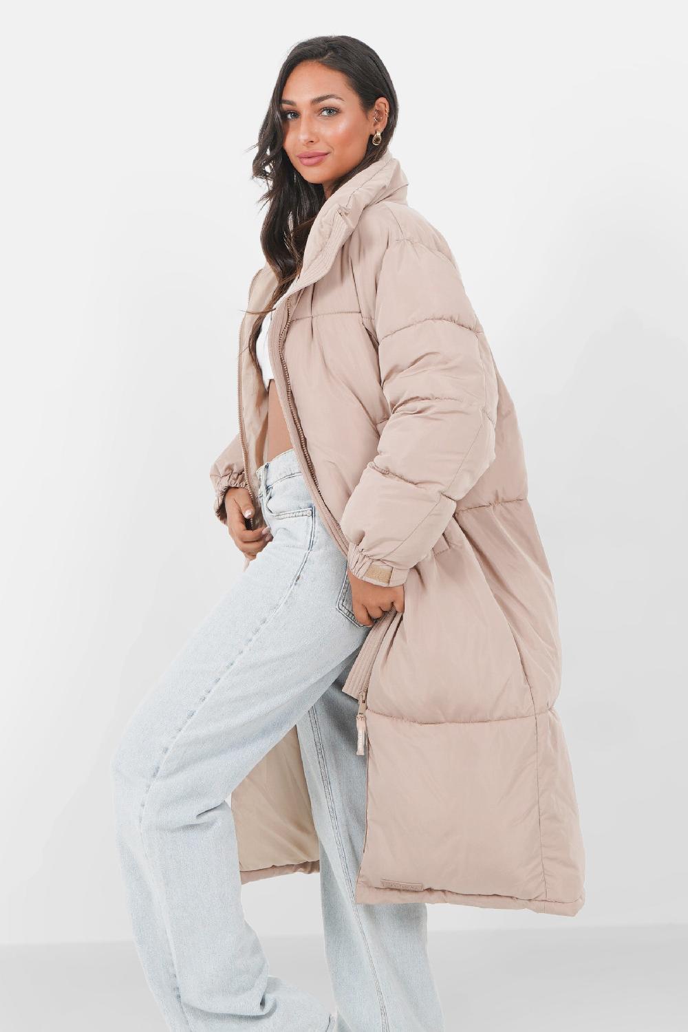 Sixth June Doudoune Longue Matelassée Beige