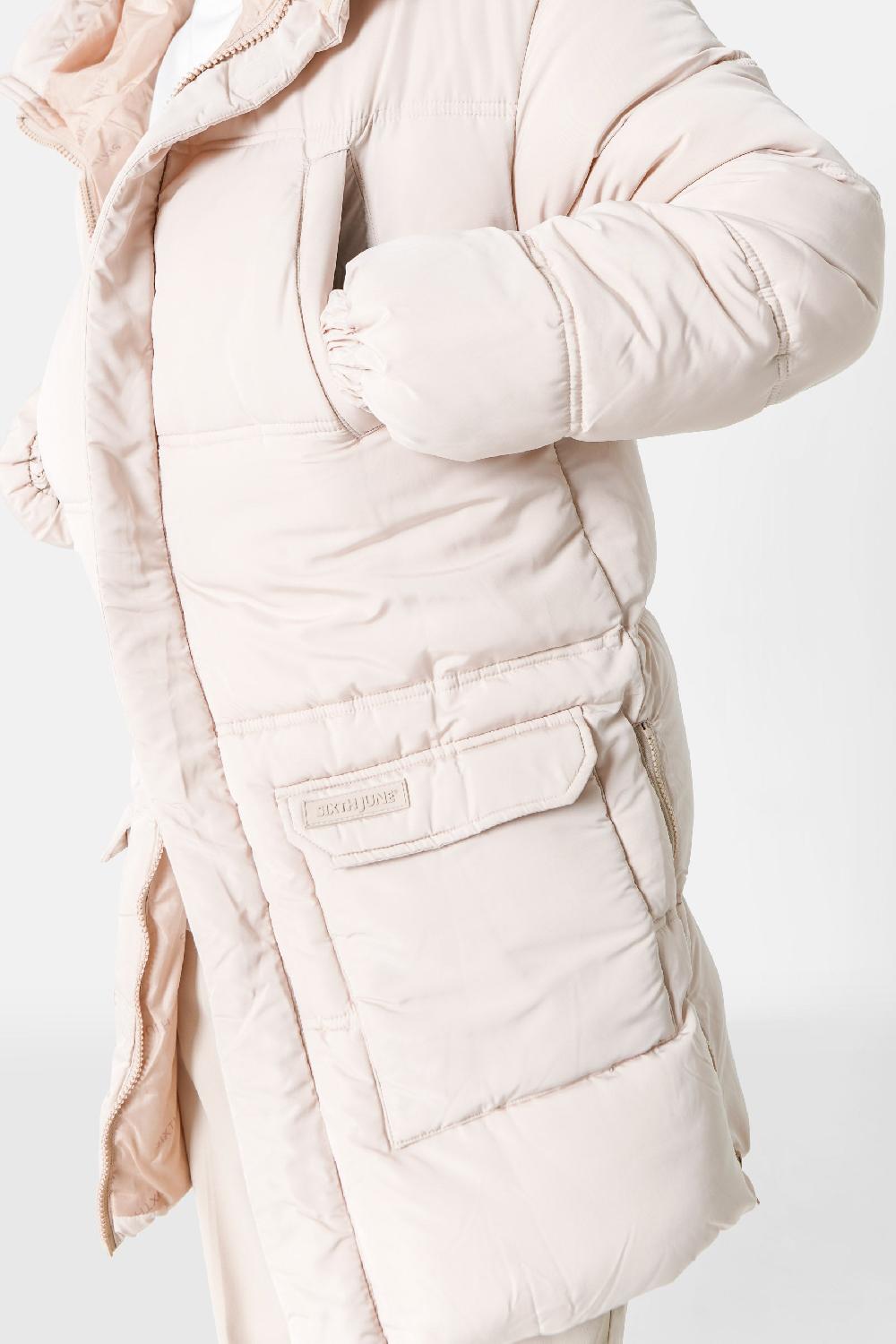 Sixth June Doudoune Longue Matelassée Beige