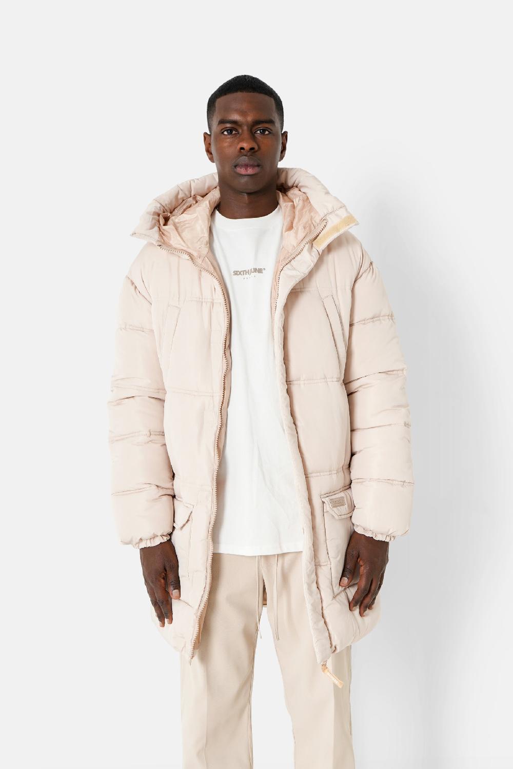 sixth june Doudoune longue matelassée Beige