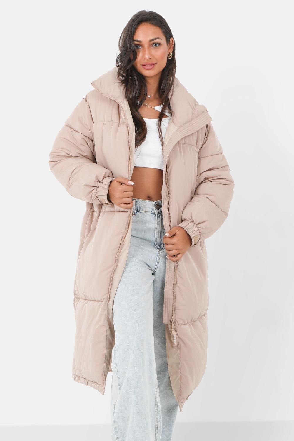 sixth june Doudoune longue matelassée Beige