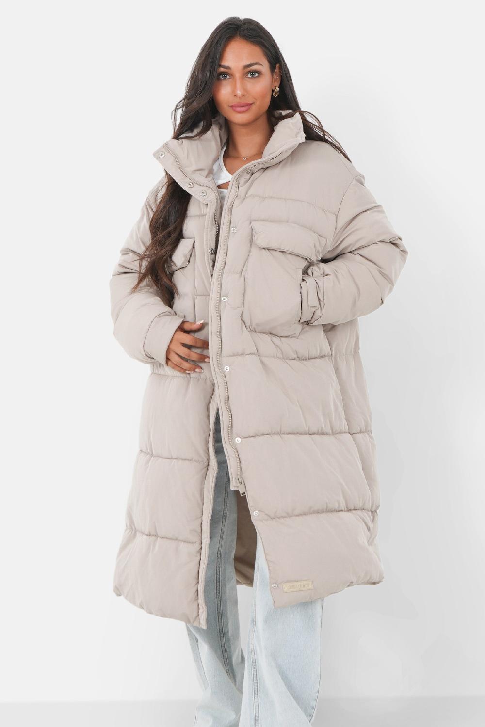 sixth june Doudoune longue oversize Beige