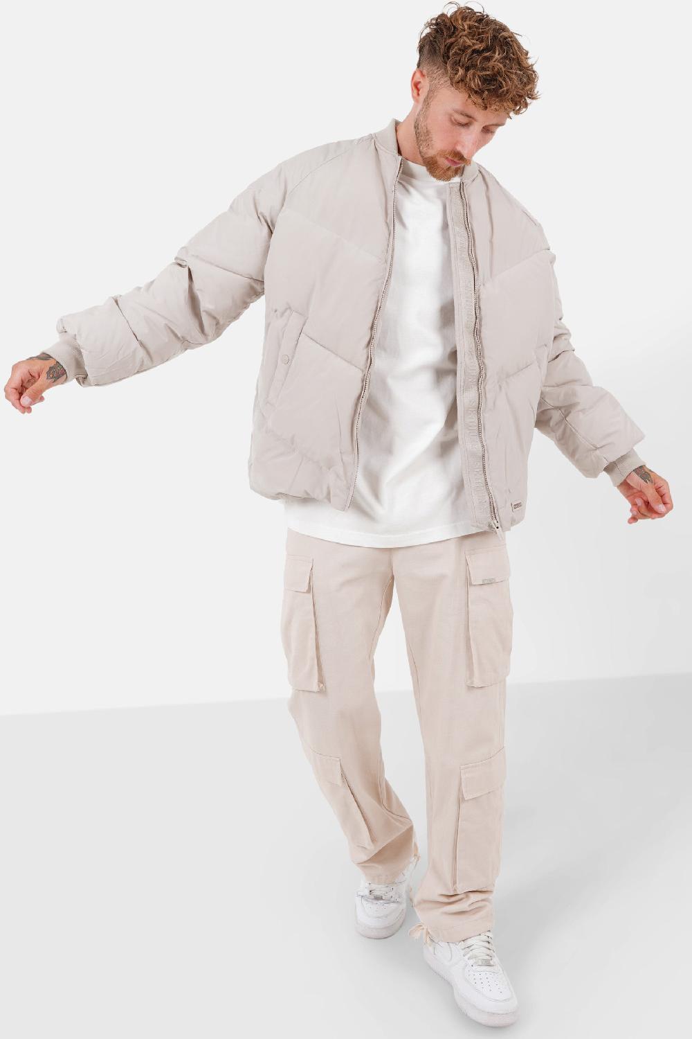 Sixth June Doudoune Matelassée Col Côtelé Beige