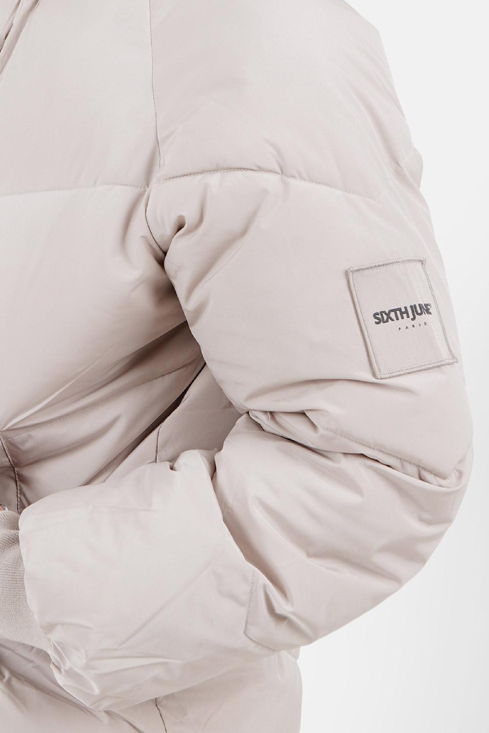 Sixth June Doudoune Matelassée Col Côtelé Beige