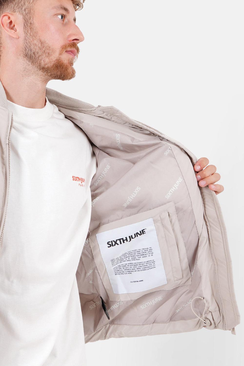 Sixth June Doudoune Matelassée Col Côtelé Beige