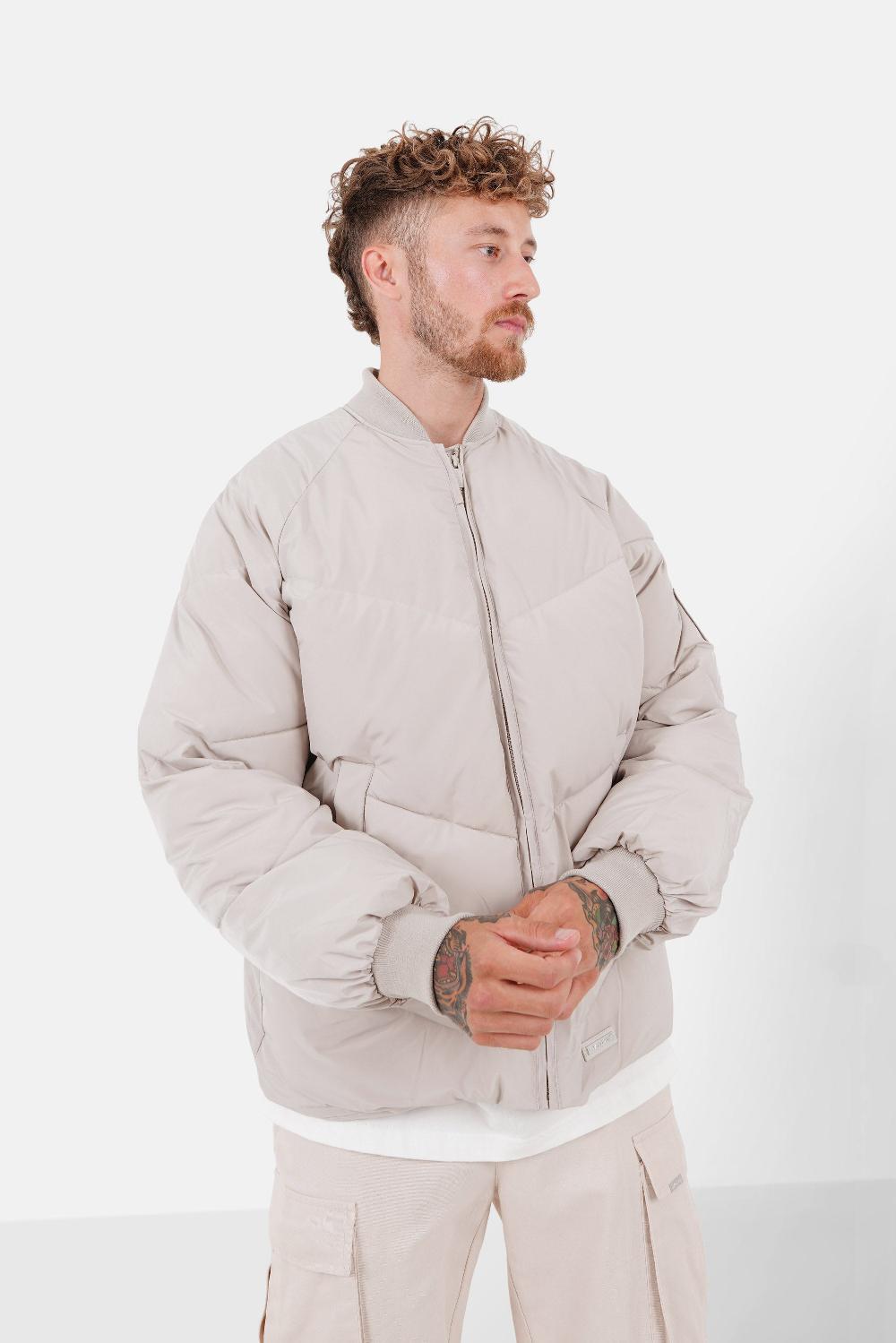 sixth june Doudoune matelassée col côtelé Beige