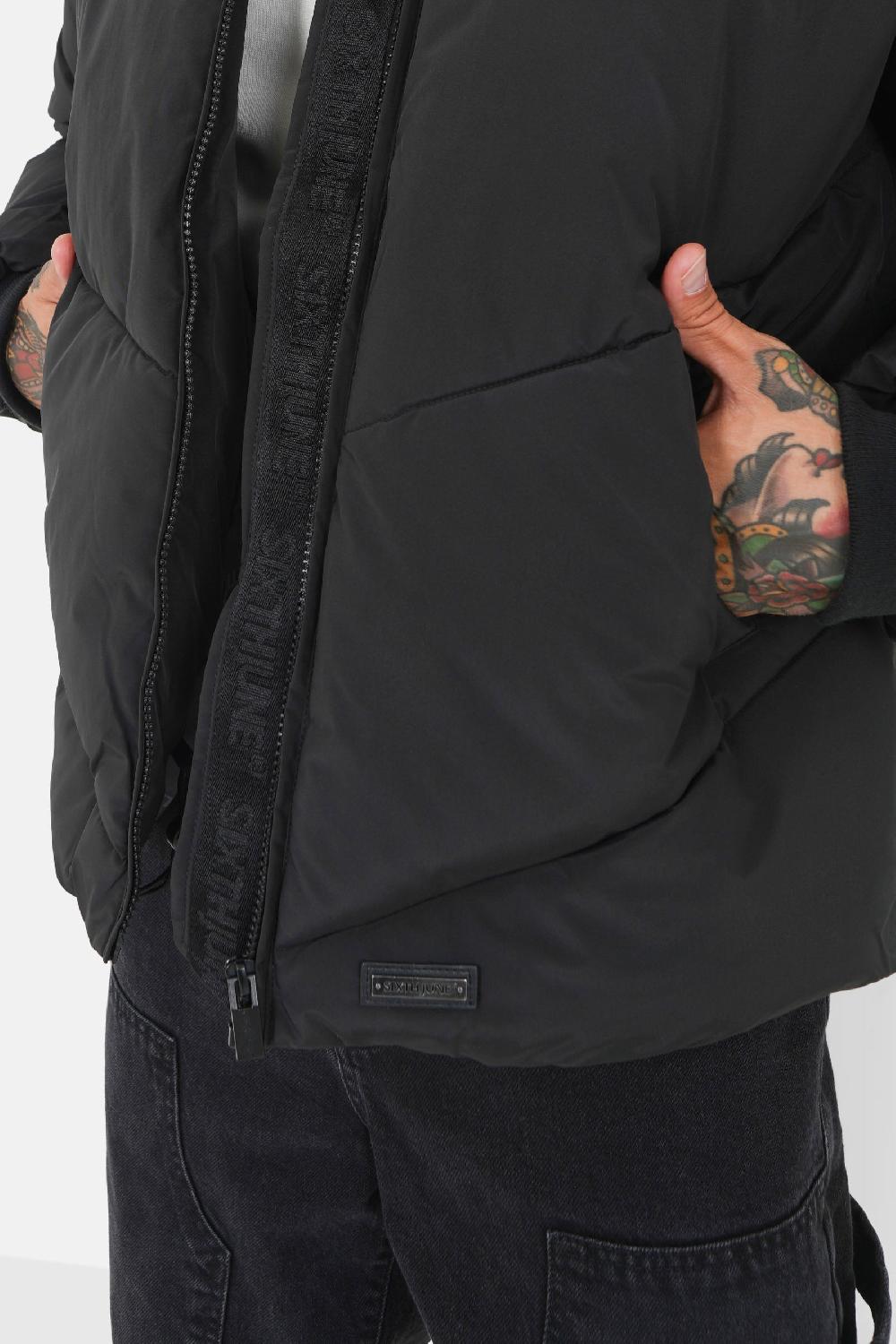 Sixth June Doudoune Matelassée Col Côtelé Noir