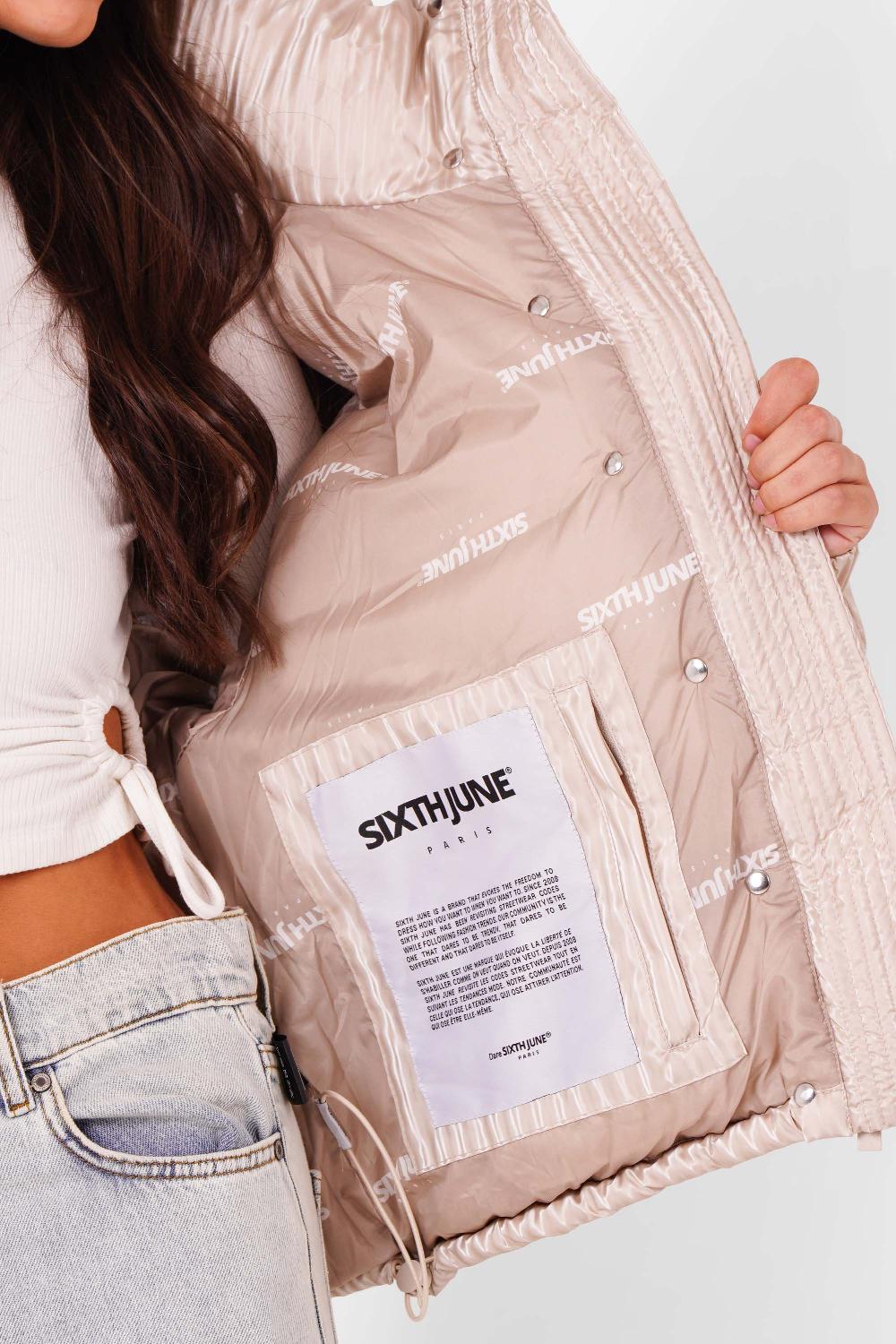 Sixth June Doudoune Oversize Brillant Beige