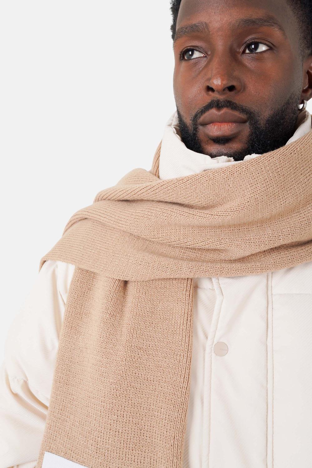 Sixth June Echarpe Frange Logo Patch Beige