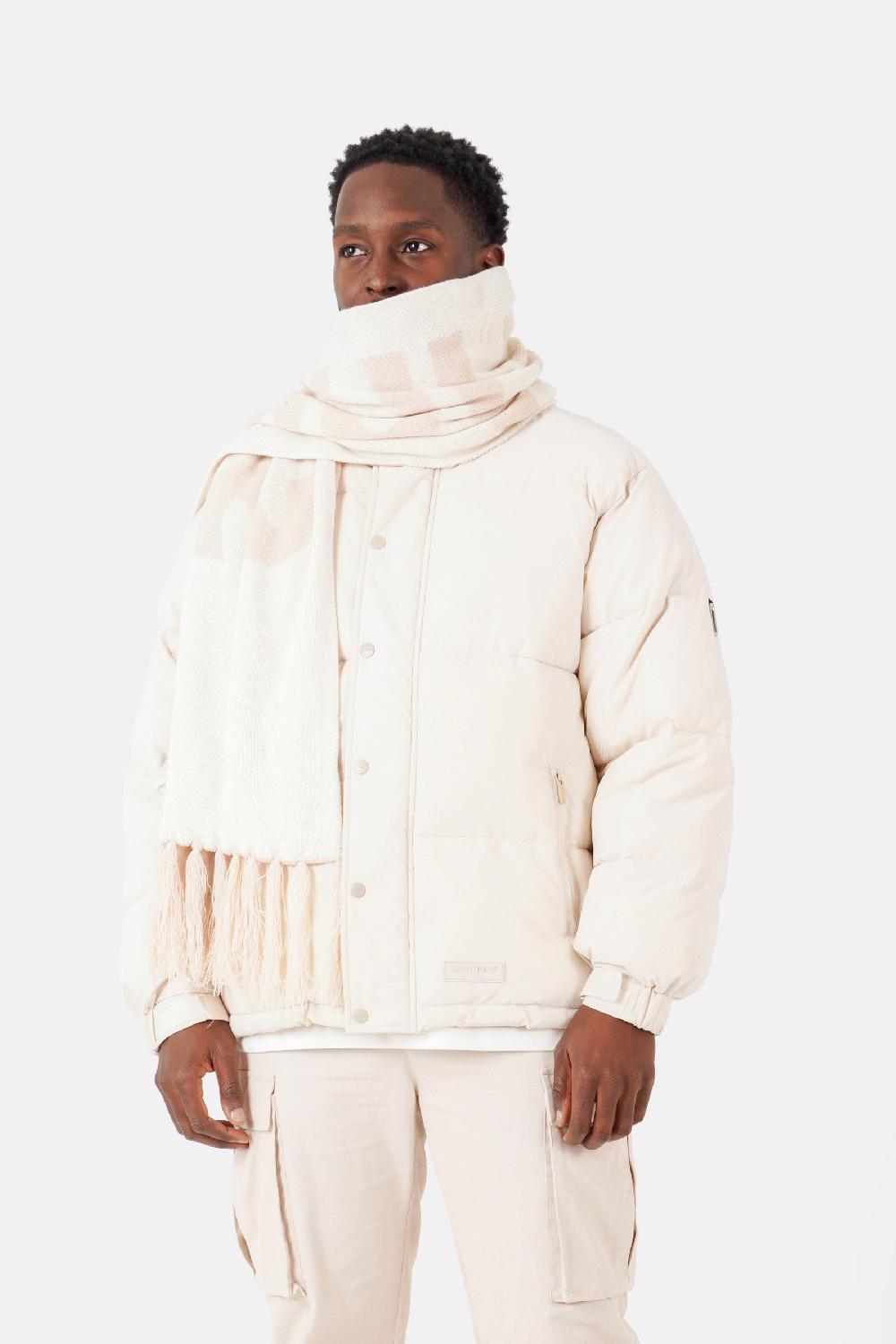 Sixth June Echarpe Grand Logo Franges Beige