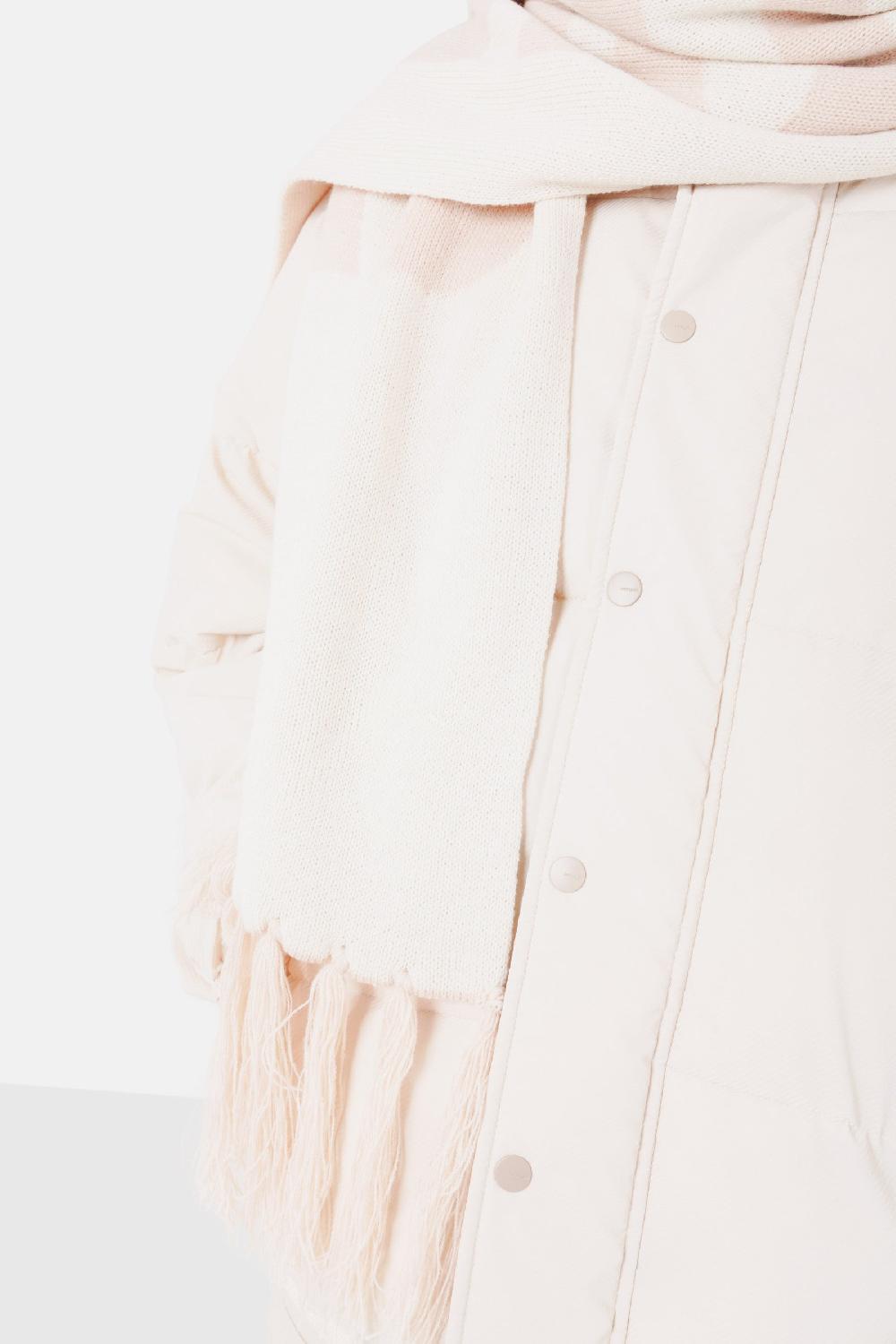 Sixth June Echarpe Grand Logo Franges Beige