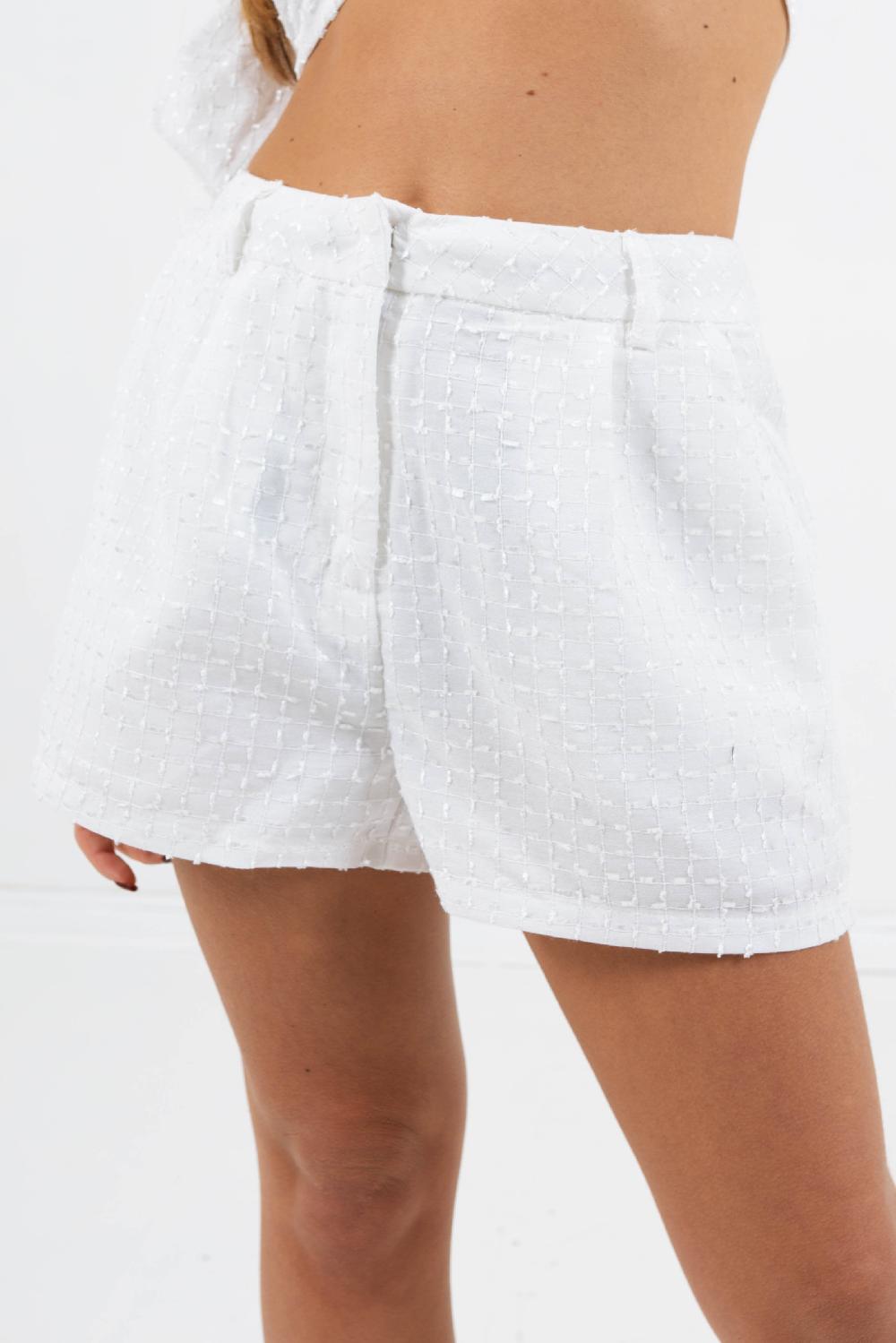 Sixth June Ensemble Top + Short Boheme Texturé Blanc