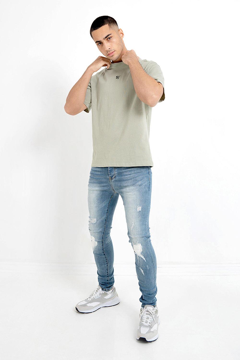 Sixth June Jean Destroy Empiècement Bleu Foncé