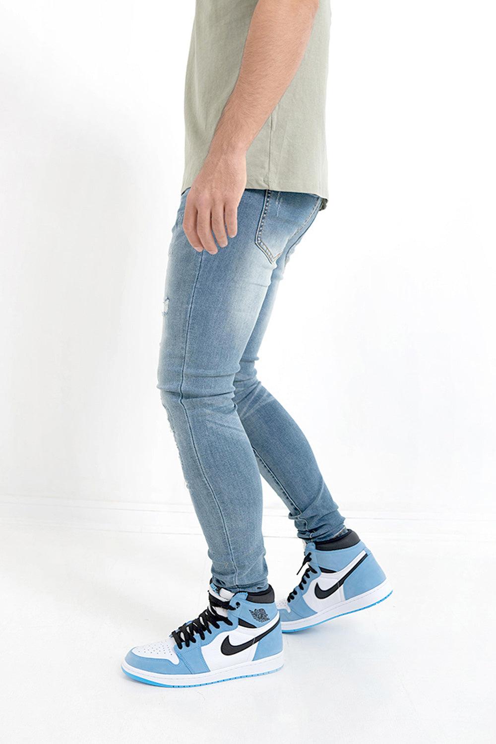 Sixth June Jean Destroy Empiècement Bleu Foncé