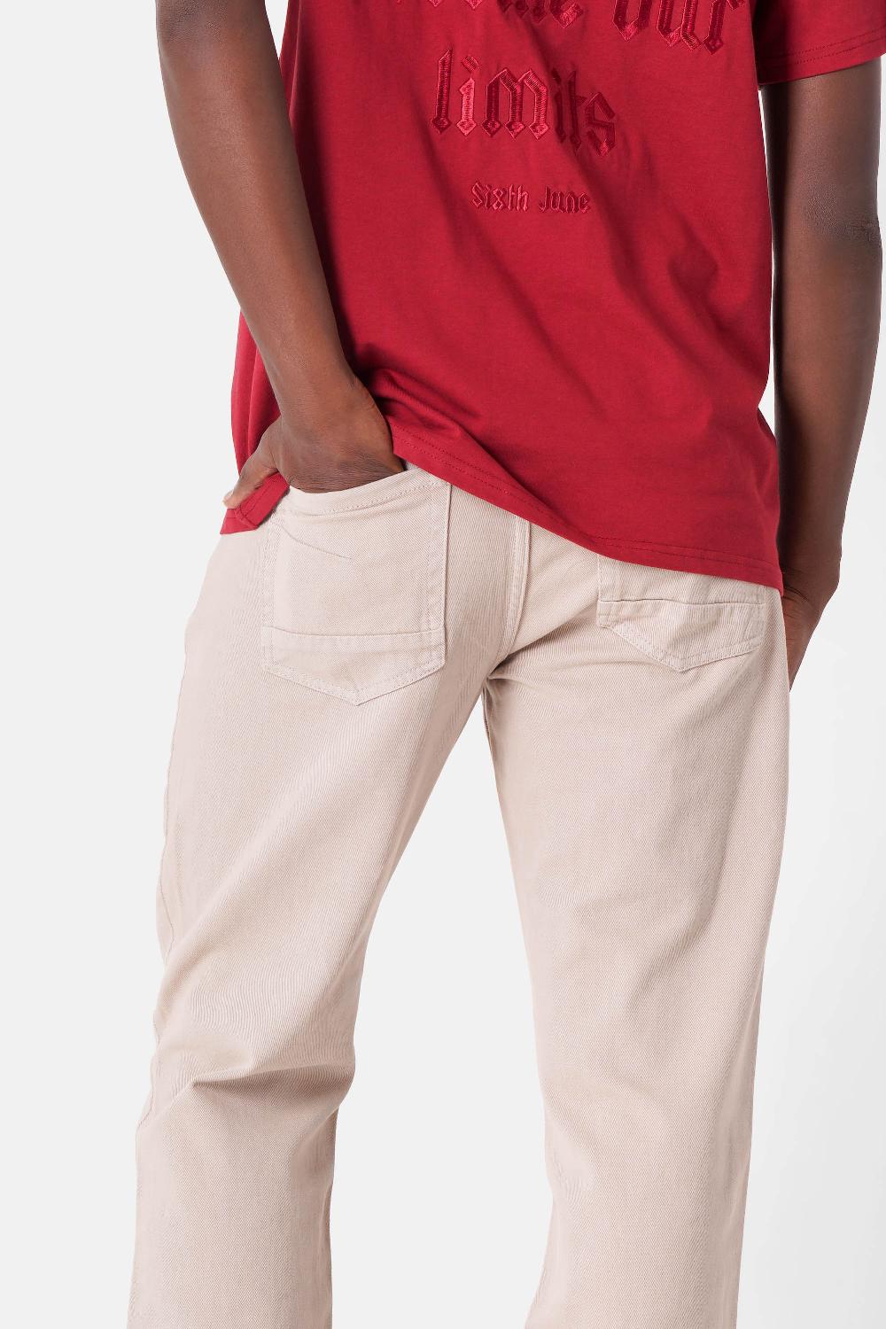 Sixth June Jean Droit Boutons Beige