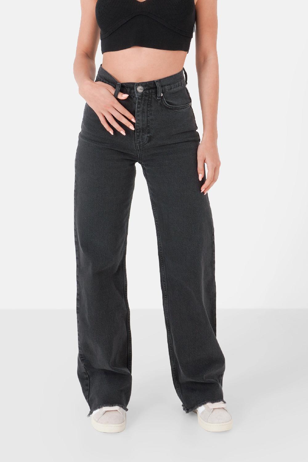 sixth june Jean large bas frangés Noir