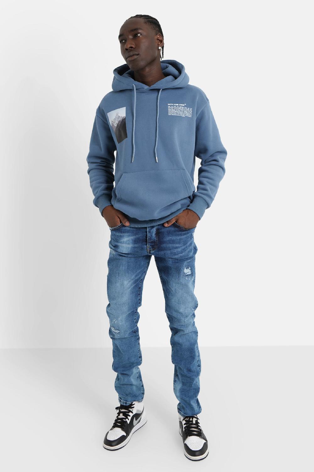 Sixth June Jean Slim Délavé Griffé Bleu