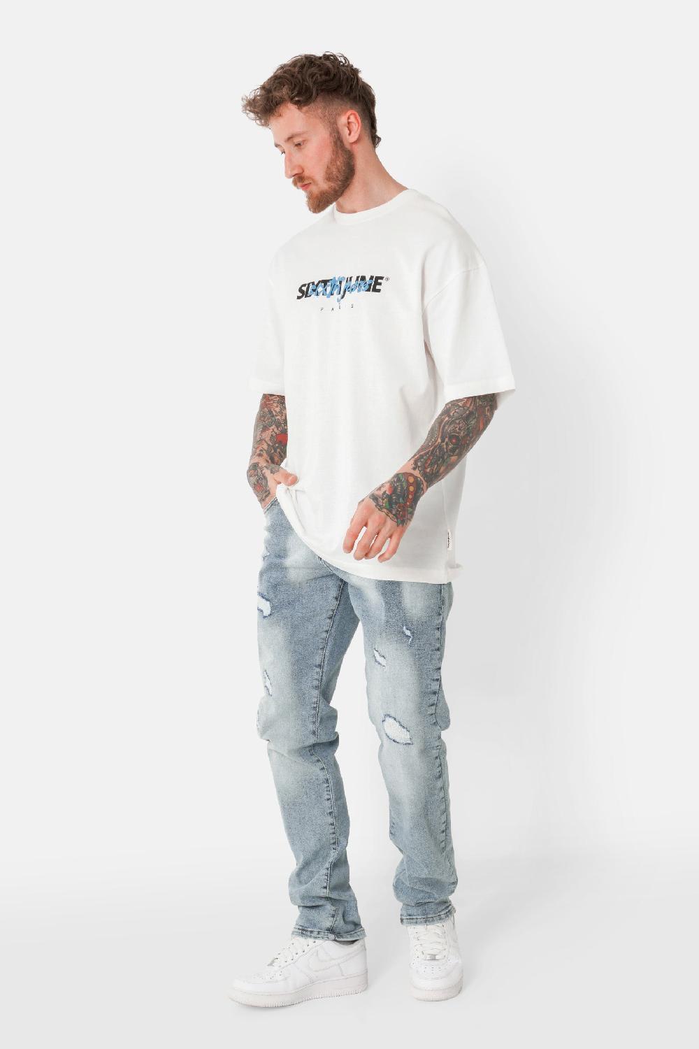 Sixth June Jean Slim Destroy Délavé Bleu Clair