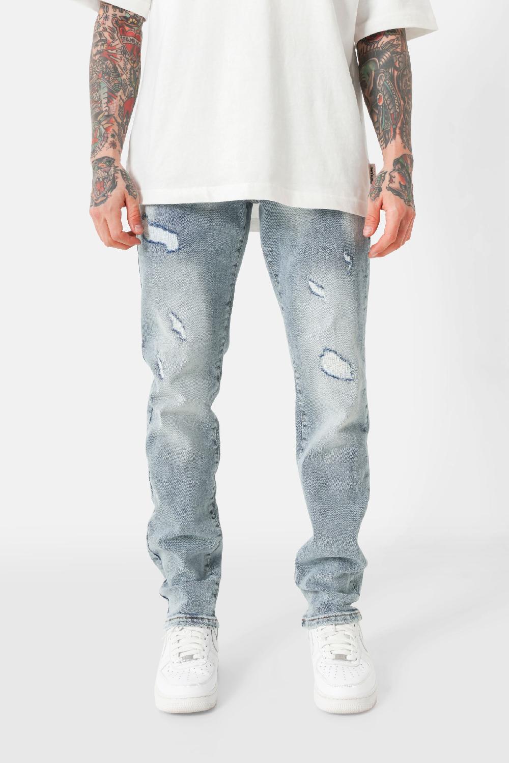 sixth june Jean slim destroy délavé Bleu clair