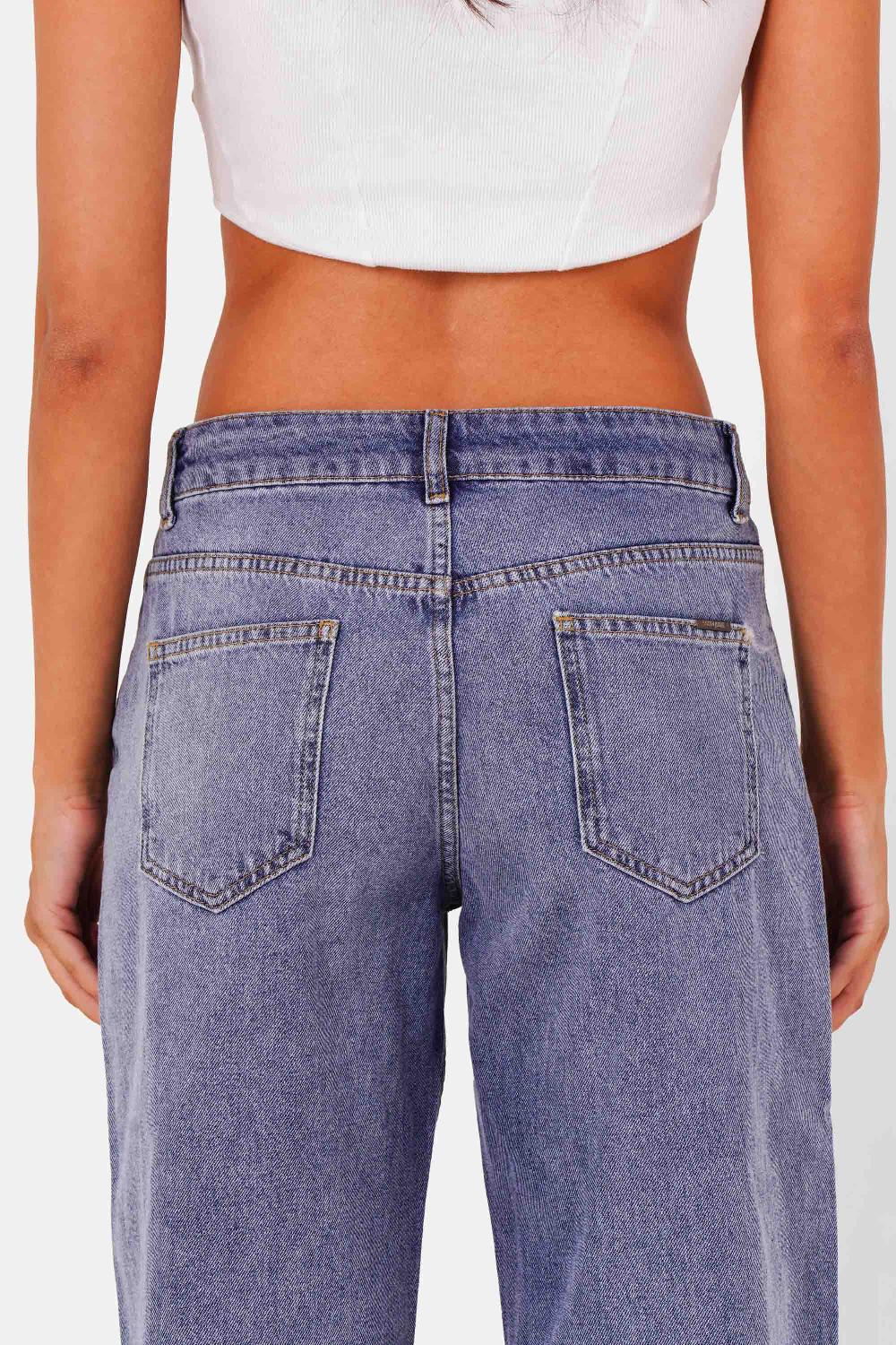 Sixth June Jeans Bas Ouvert Bleu Clair