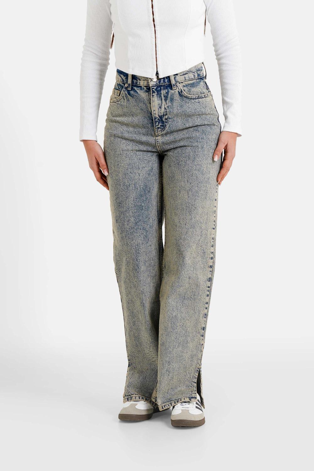 sixth june Jeans délavé regular fente Bleu