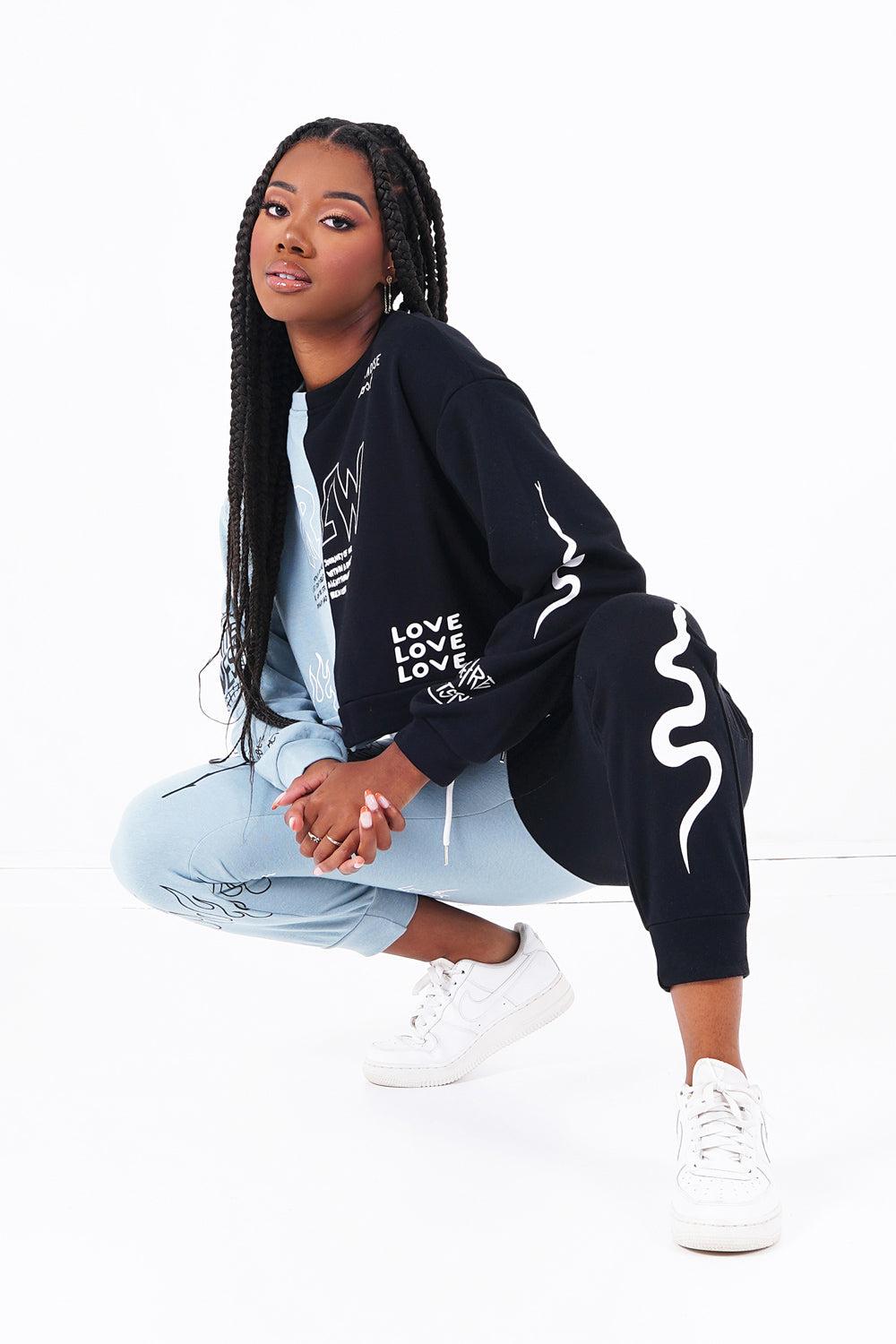 Sixth June Jogging Crew Tricolore Bleu Clair