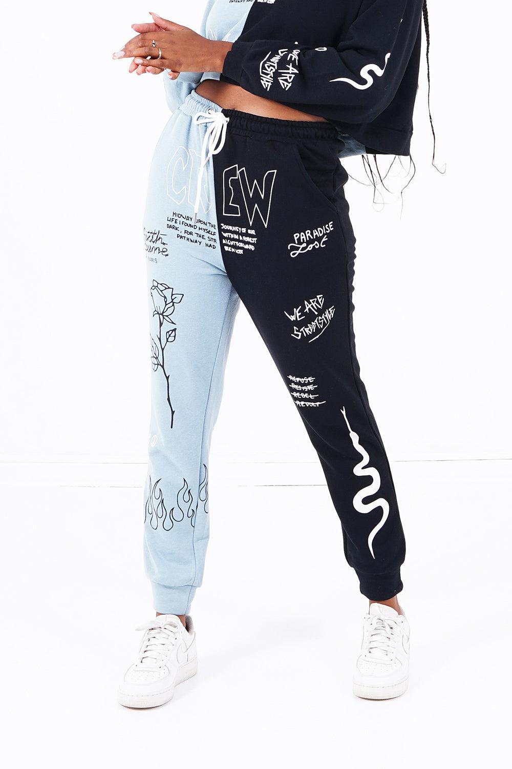 sixth june Jogging Crew tricolore Bleu clair