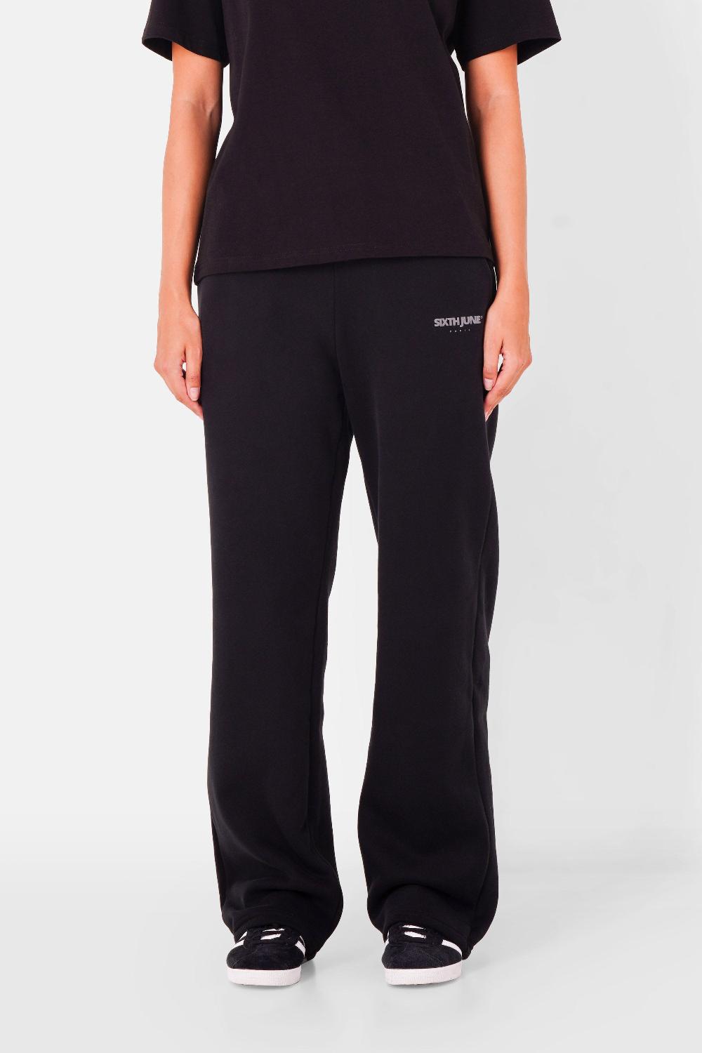 sixth june Jogging droit logo imprimé Noir