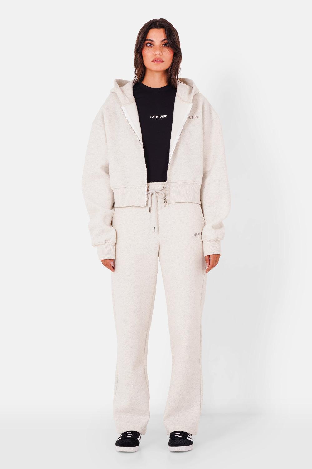 Sixth June Jogging Logo Brodé Gotique Gris Clair