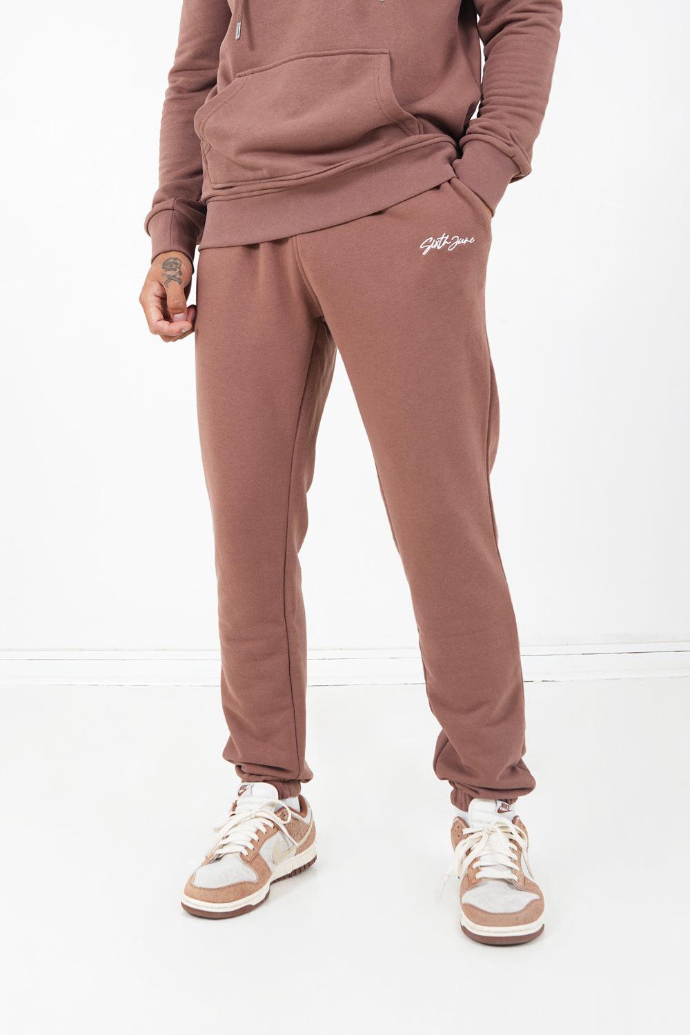 sixth june Jogging logo signature Marron