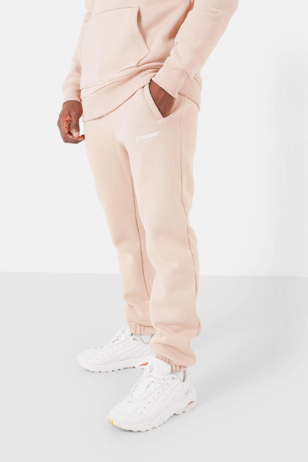 Sixth June Jogging Molletonné Logo Brodé Beige