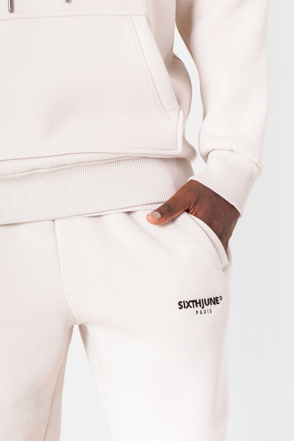 Sixth June Jogging Molletonné Logo Brodé Beige