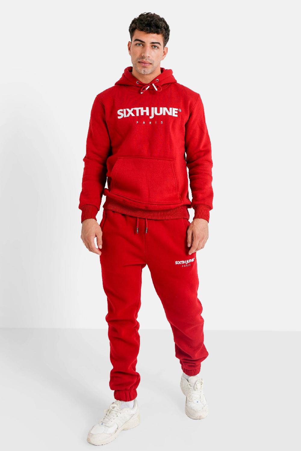 Sixth June Jogging Molletonné Logo Brodé Rouge