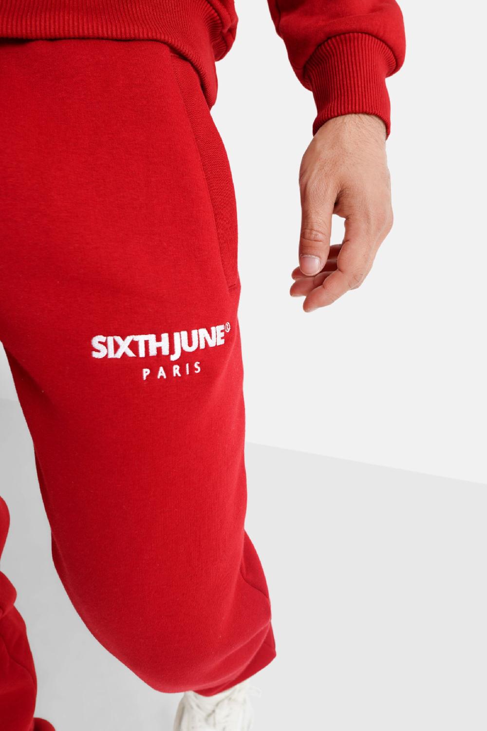 Sixth June Jogging Molletonné Logo Brodé Rouge
