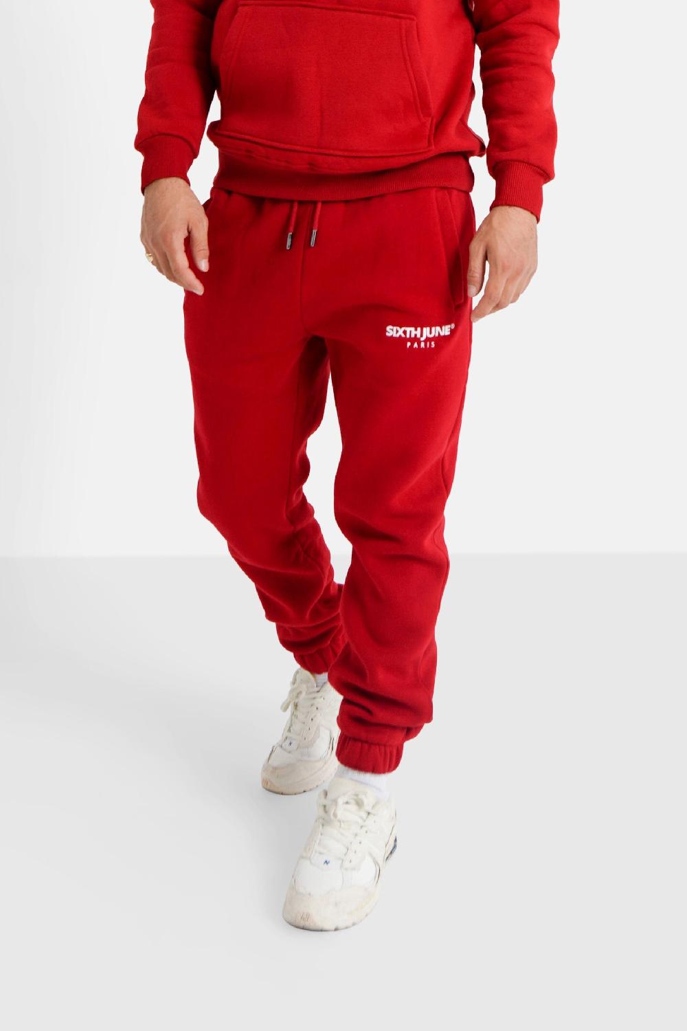 sixth june Jogging molletonné logo brodé Rouge