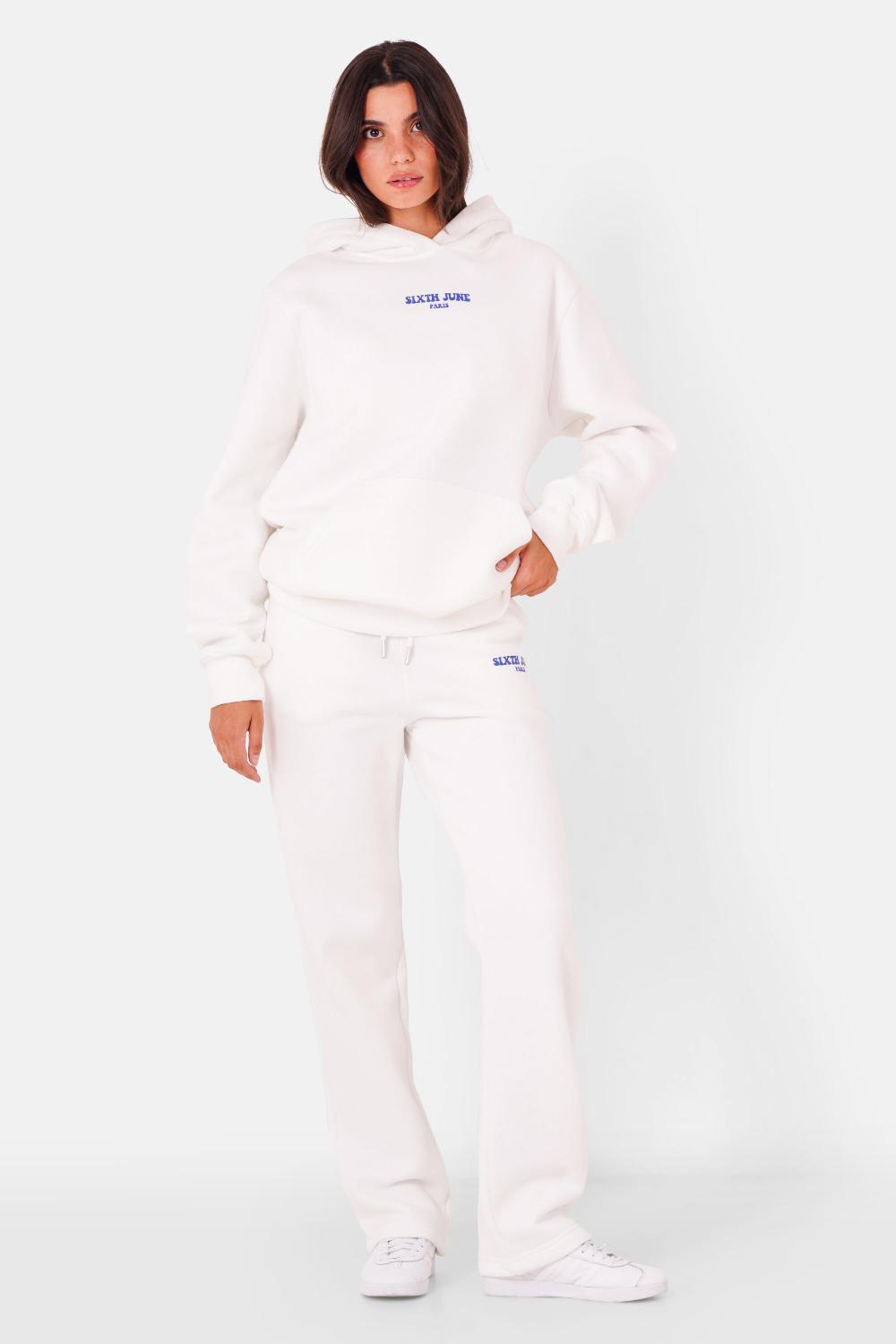 Sixth June Jogging Molletonné Print Rétro Blanc