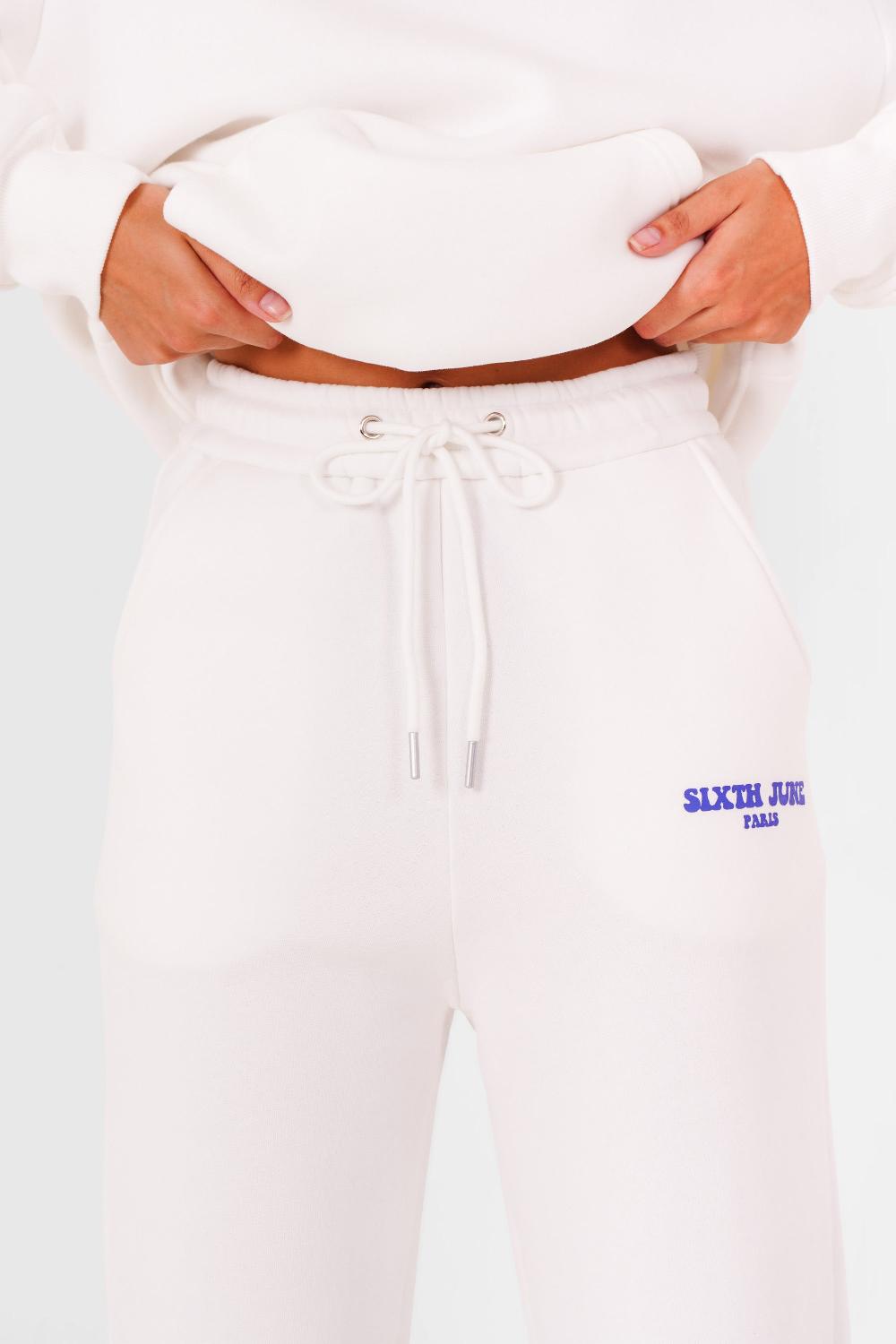 Sixth June Jogging Molletonné Print Rétro Blanc