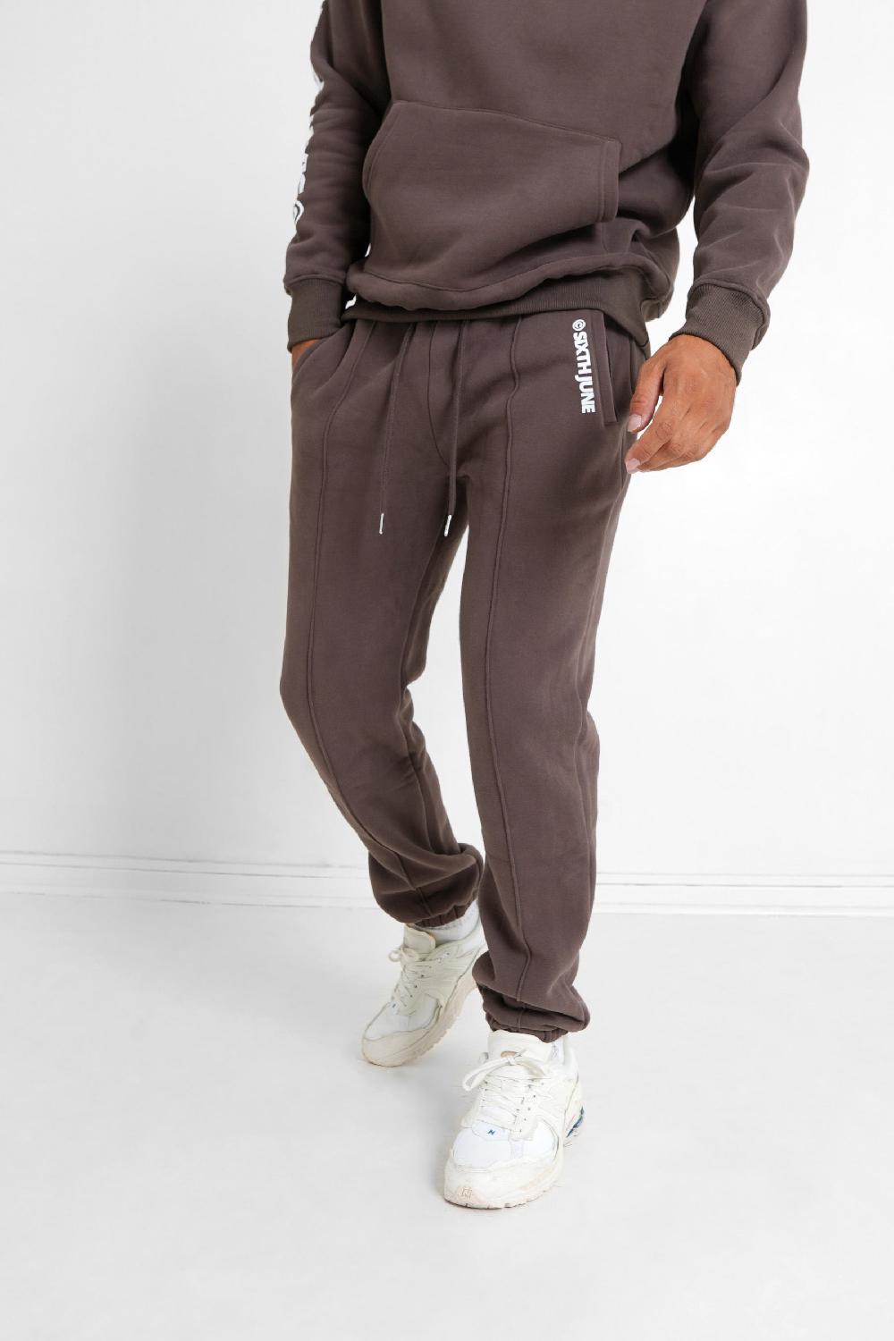 sixth june Jogging molletonné surpiqûres Marron