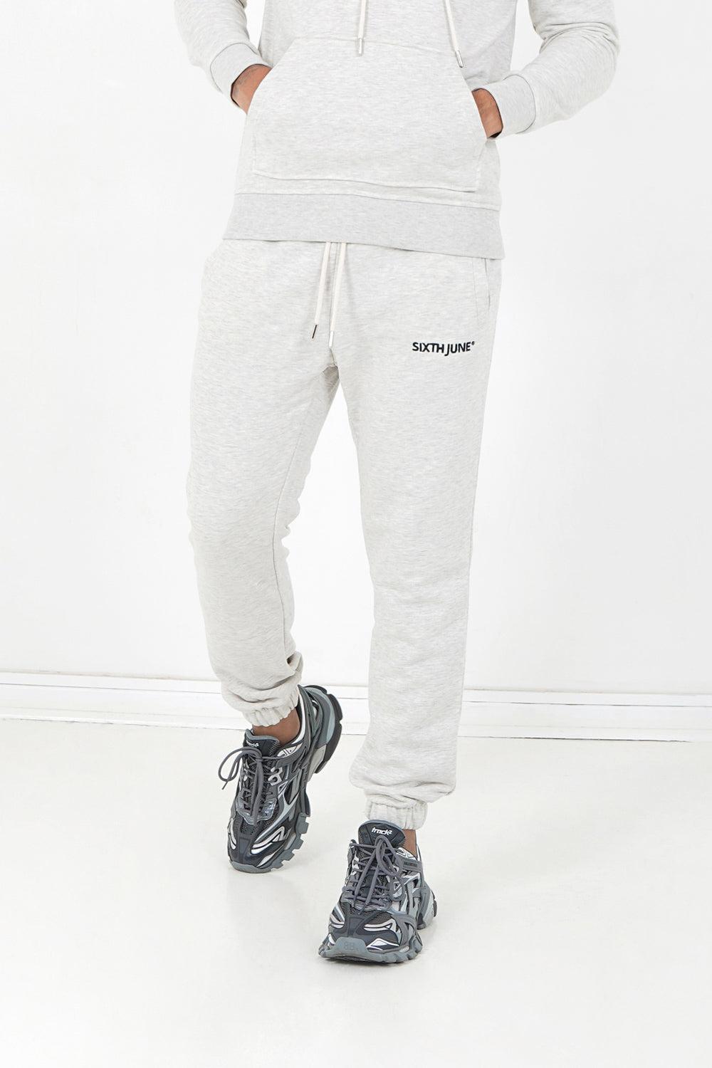 sixth june Jogging soft logo brodé Gris clair