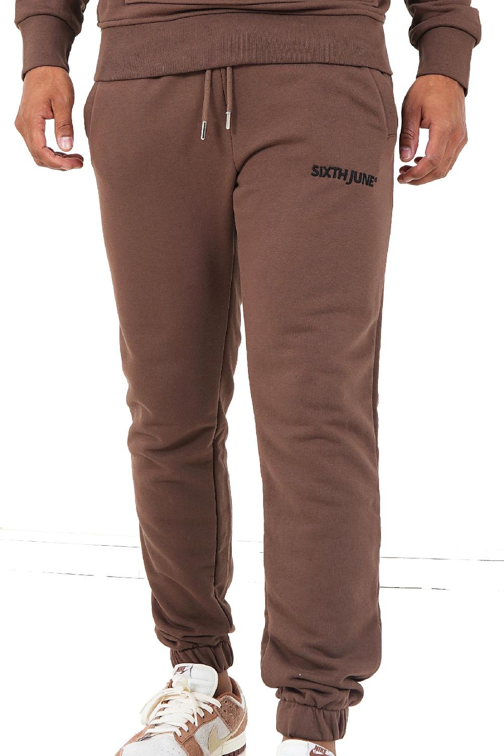 Sixth June Jogging Soft Logo Brodé Marron Foncé