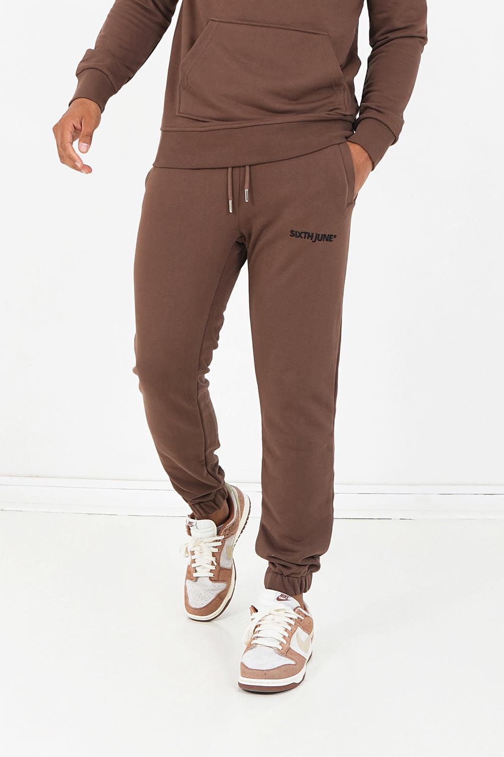 sixth june Jogging soft logo brodé Marron foncé